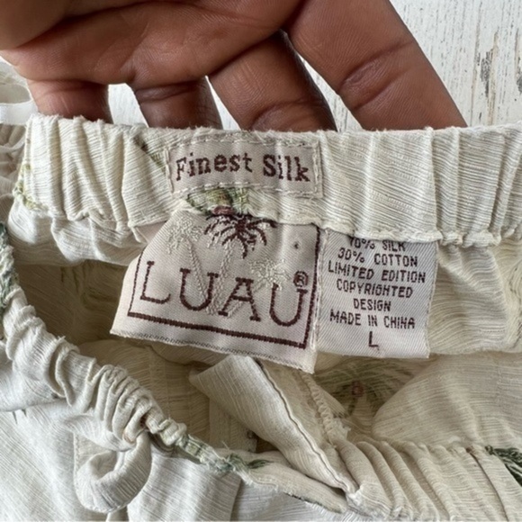 Laua Silk Pants Size Large Tropical Vacation Palm Prints‎ - Picture 6 of 16